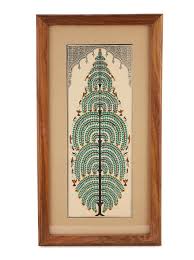 	Fabindia Green Fabric Printed Framed Art